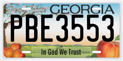 GA license plate PBE3553