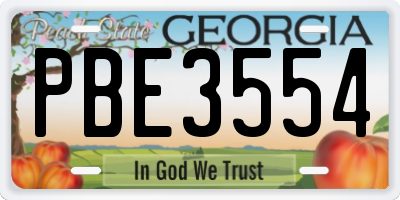 GA license plate PBE3554
