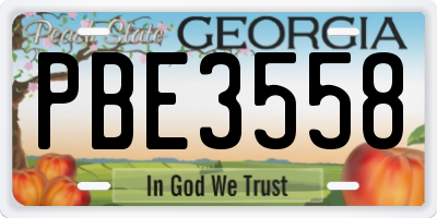 GA license plate PBE3558