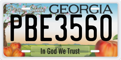 GA license plate PBE3560