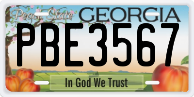 GA license plate PBE3567