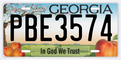 GA license plate PBE3574