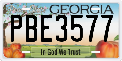 GA license plate PBE3577
