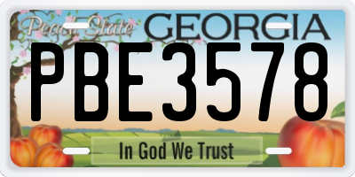 GA license plate PBE3578