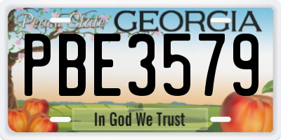 GA license plate PBE3579