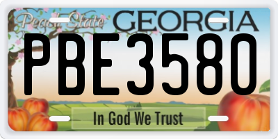GA license plate PBE3580