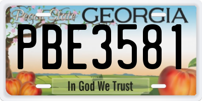 GA license plate PBE3581