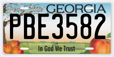 GA license plate PBE3582