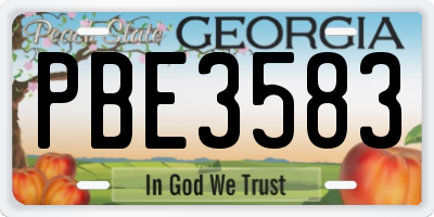GA license plate PBE3583