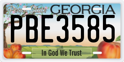 GA license plate PBE3585