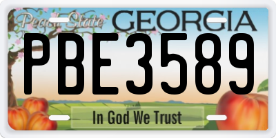 GA license plate PBE3589