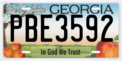 GA license plate PBE3592