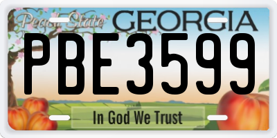 GA license plate PBE3599