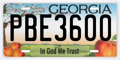 GA license plate PBE3600