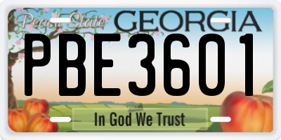 GA license plate PBE3601
