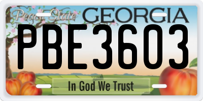 GA license plate PBE3603