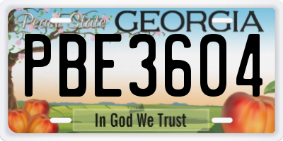 GA license plate PBE3604