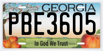 GA license plate PBE3605