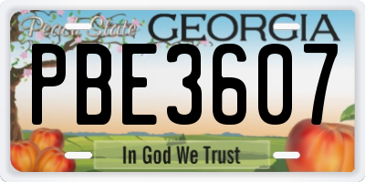 GA license plate PBE3607