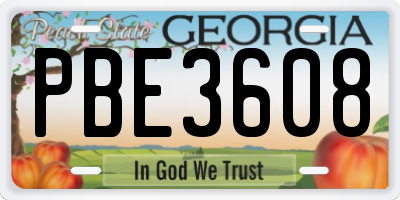 GA license plate PBE3608