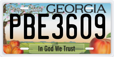 GA license plate PBE3609