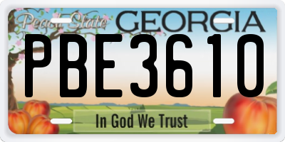 GA license plate PBE3610