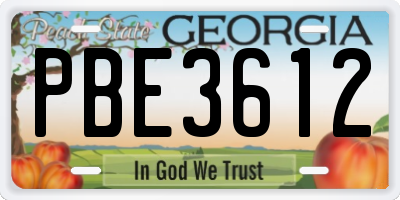GA license plate PBE3612