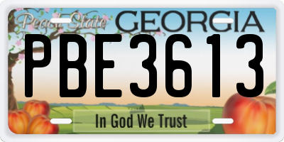 GA license plate PBE3613