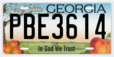 GA license plate PBE3614
