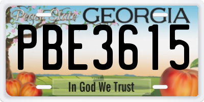 GA license plate PBE3615