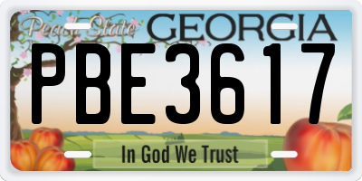 GA license plate PBE3617