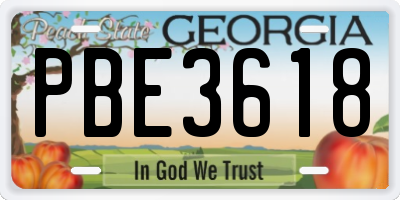 GA license plate PBE3618