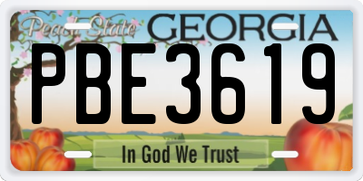 GA license plate PBE3619