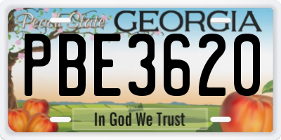GA license plate PBE3620