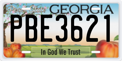 GA license plate PBE3621