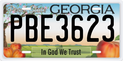 GA license plate PBE3623