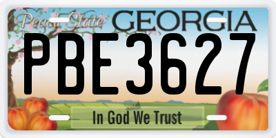 GA license plate PBE3627