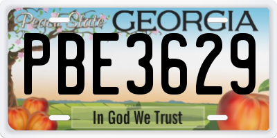 GA license plate PBE3629