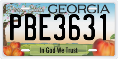 GA license plate PBE3631