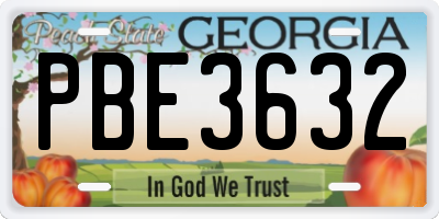 GA license plate PBE3632