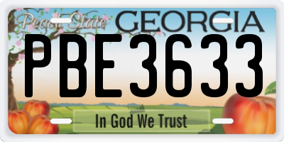 GA license plate PBE3633