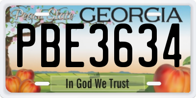 GA license plate PBE3634