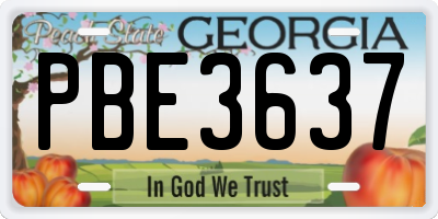 GA license plate PBE3637