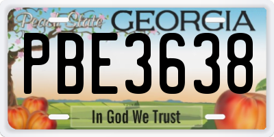 GA license plate PBE3638