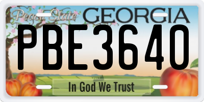 GA license plate PBE3640