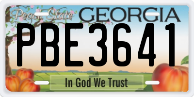 GA license plate PBE3641