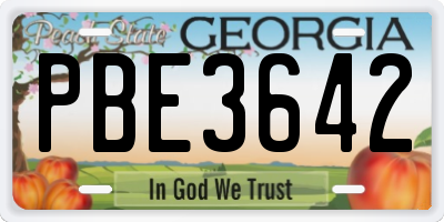 GA license plate PBE3642