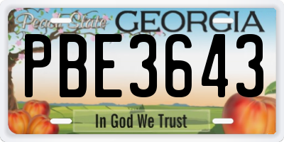 GA license plate PBE3643