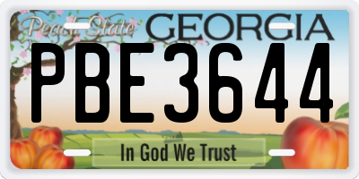 GA license plate PBE3644