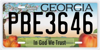 GA license plate PBE3646